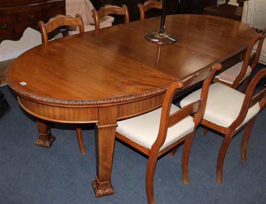 A 1920s mahogany extending dining table, extends 240cm W.99cm